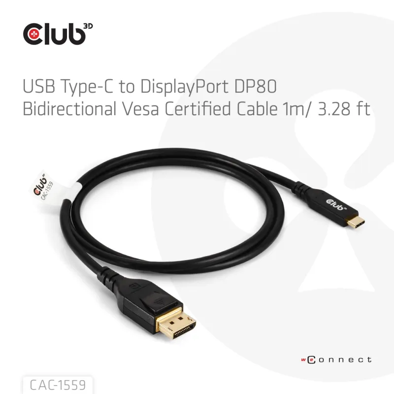 Cable usb-c to dp 1m-m-m cac-1559 club3d