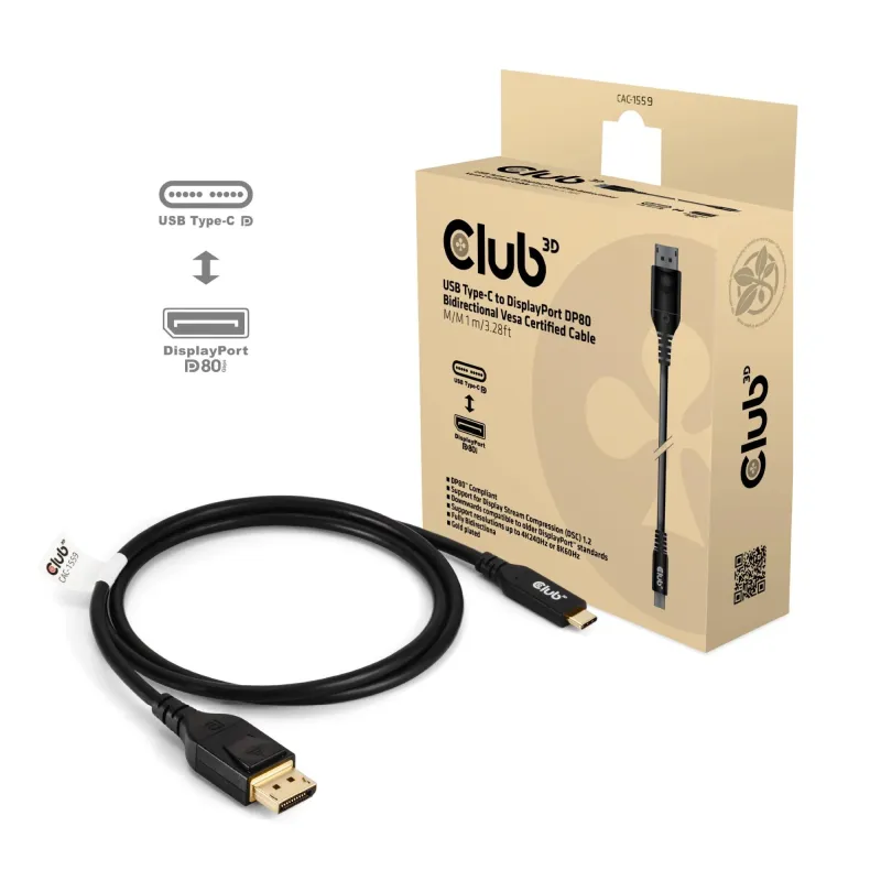 Cable usb-c to dp 1m-m-m cac-1559 club3d