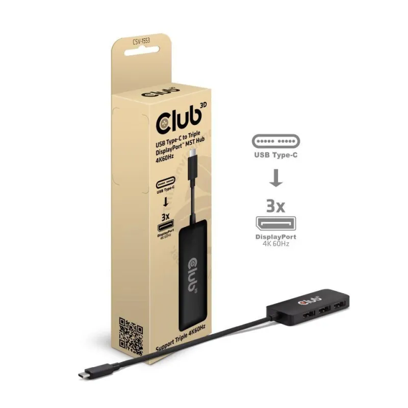 I-o hub usb-c 3port dp-csv-1553 club3d