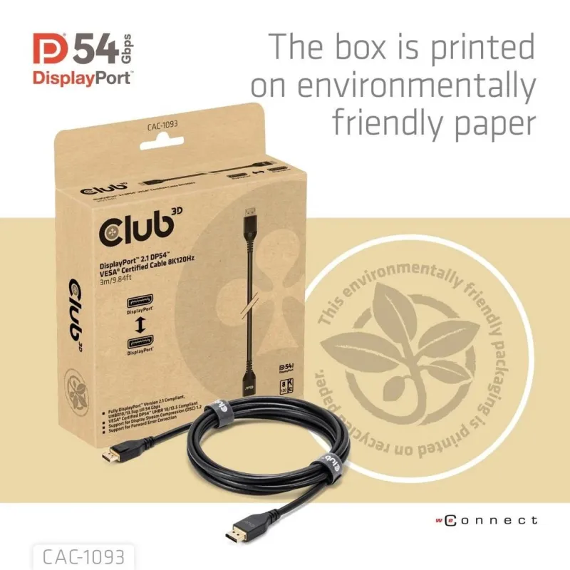 Cable dp to dp 3m-m-m cac-1093 club3d