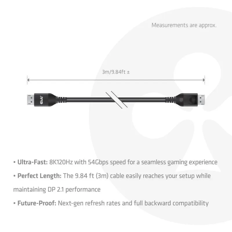 Cable dp to dp 3m-m-m cac-1093 club3d