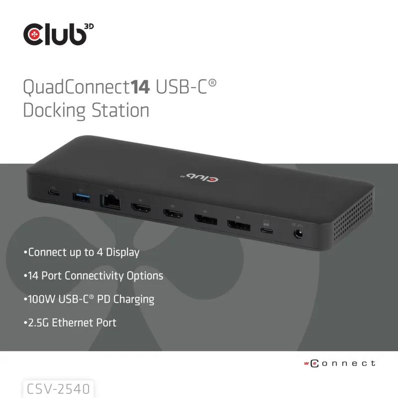 Nb acc docking station 14in1-usb-c 150w csv-2540 club3d