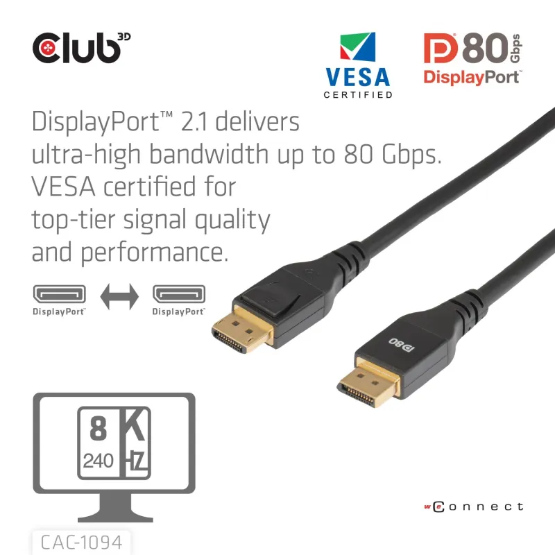 Cable dp to dp 2m-cac-1094 club3d