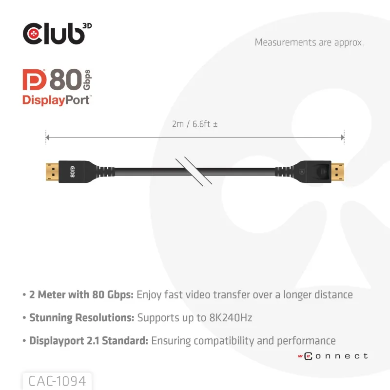 Cable dp to dp 2m-cac-1094 club3d