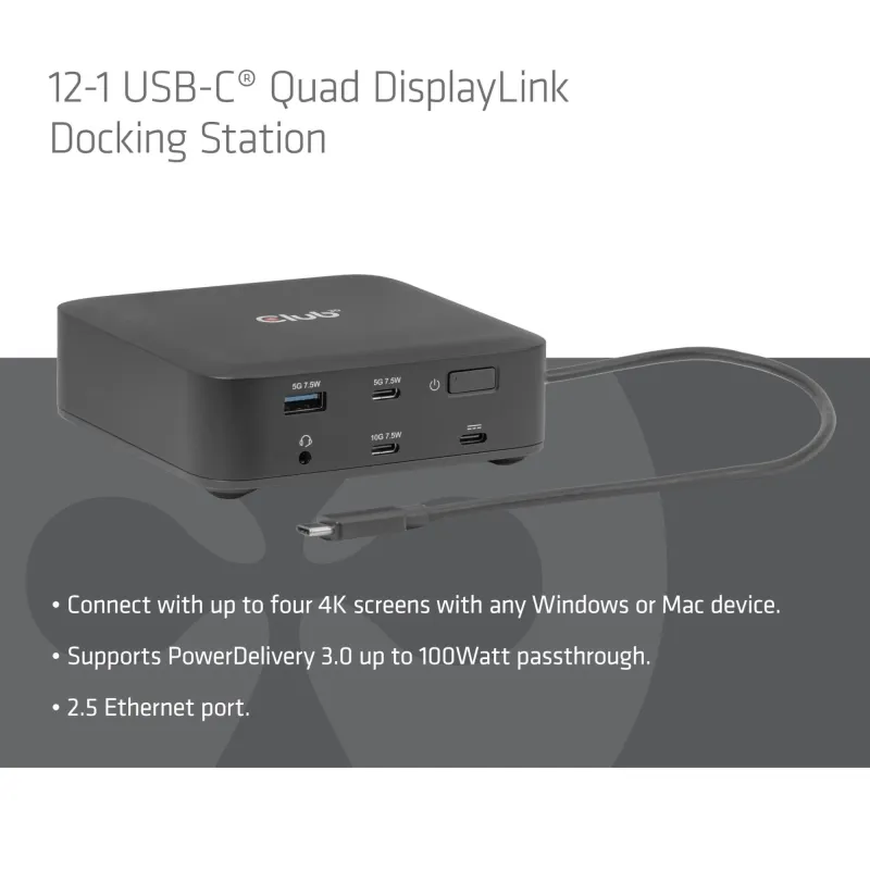 Nb acc docking station 12in1-usb-c 100w csv-2542 club3d