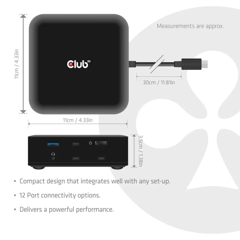 Nb acc docking station 12in1-usb-c 100w csv-2542 club3d