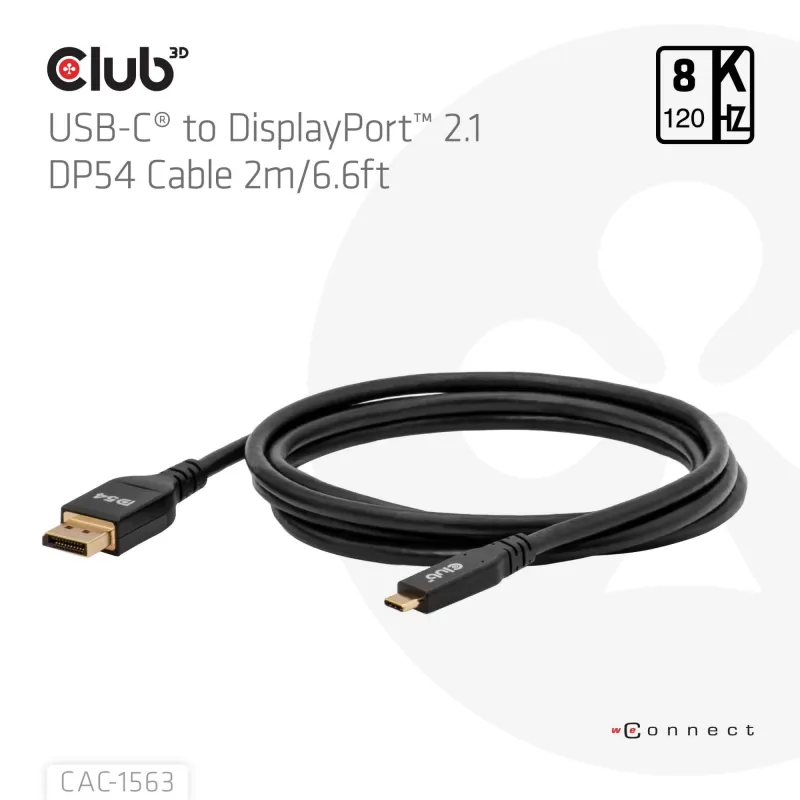 Cable usb-c to dp 2m-m-m cac-1563 club3d