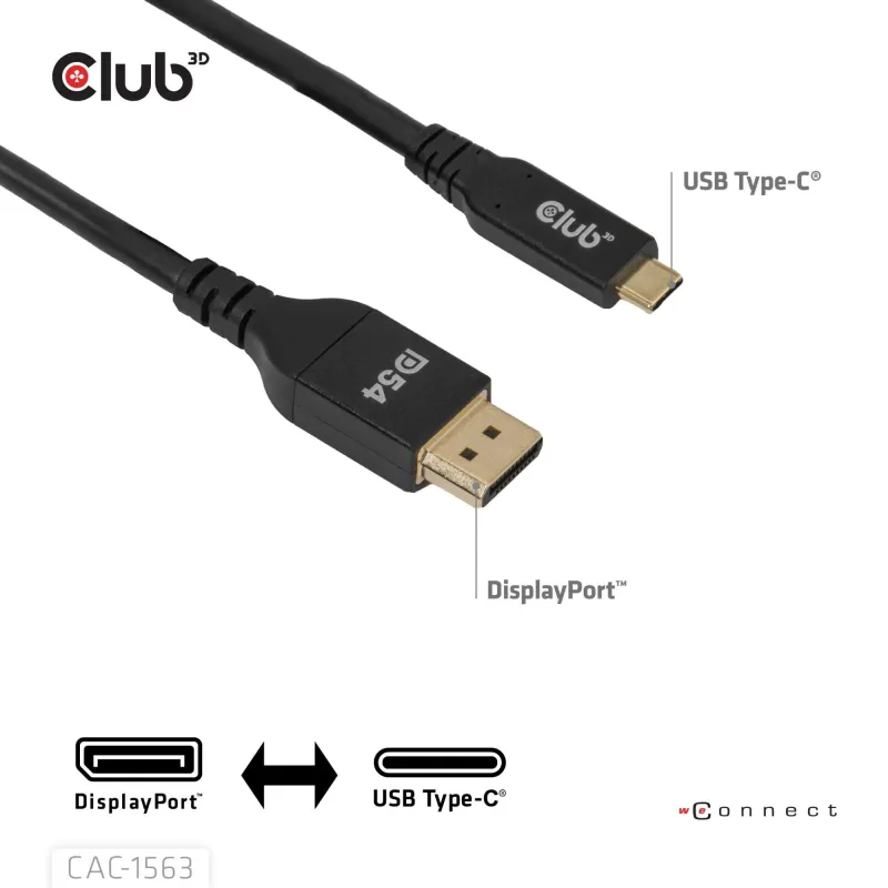 Cable usb-c to dp 2m-m-m cac-1563 club3d