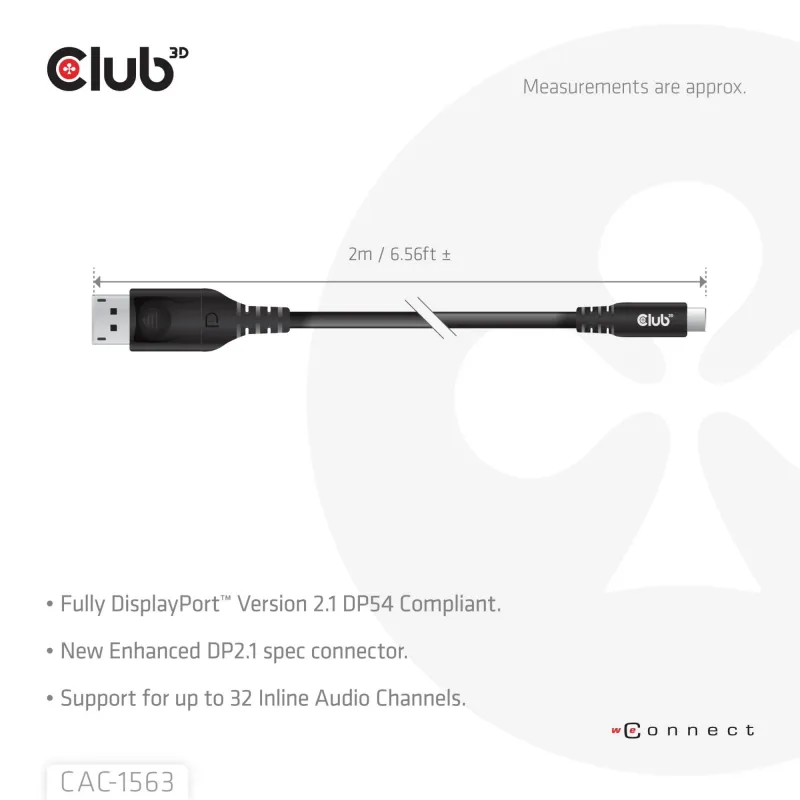 Cable usb-c to dp 2m-m-m cac-1563 club3d