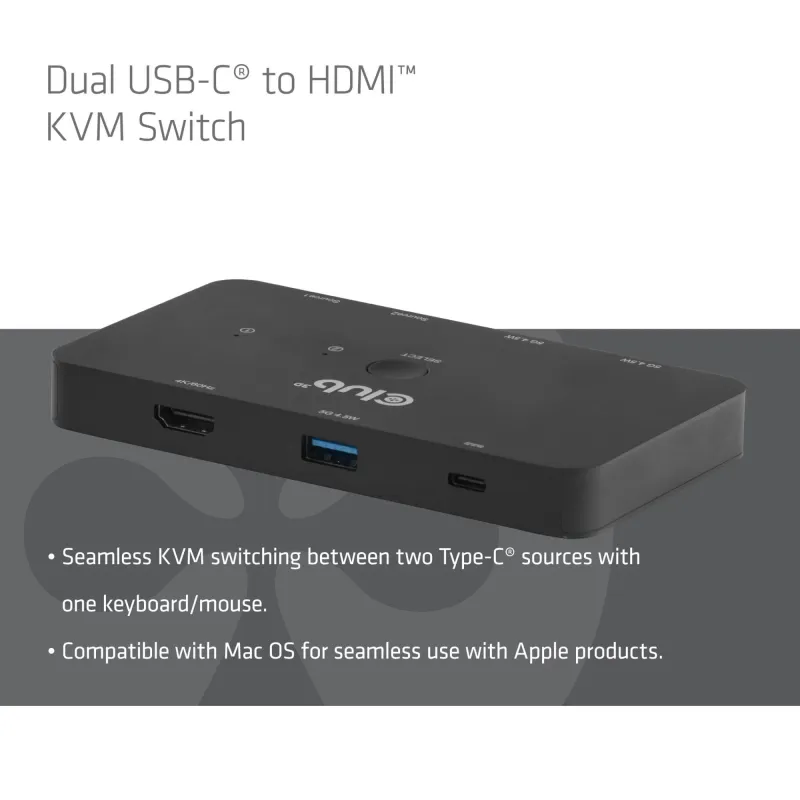 Video switch kvm usb-c to hdmi-dual csv-2512 club3d