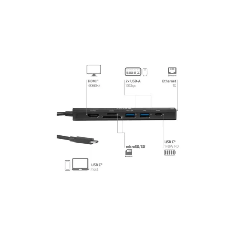 I-o hub 7in1 usb-c hdmi-140w csv-2555 club3d