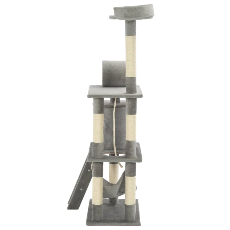 vidaXL kaķu māja ar sizala stabiem nagu asināšanai, 140 cm, pelēka