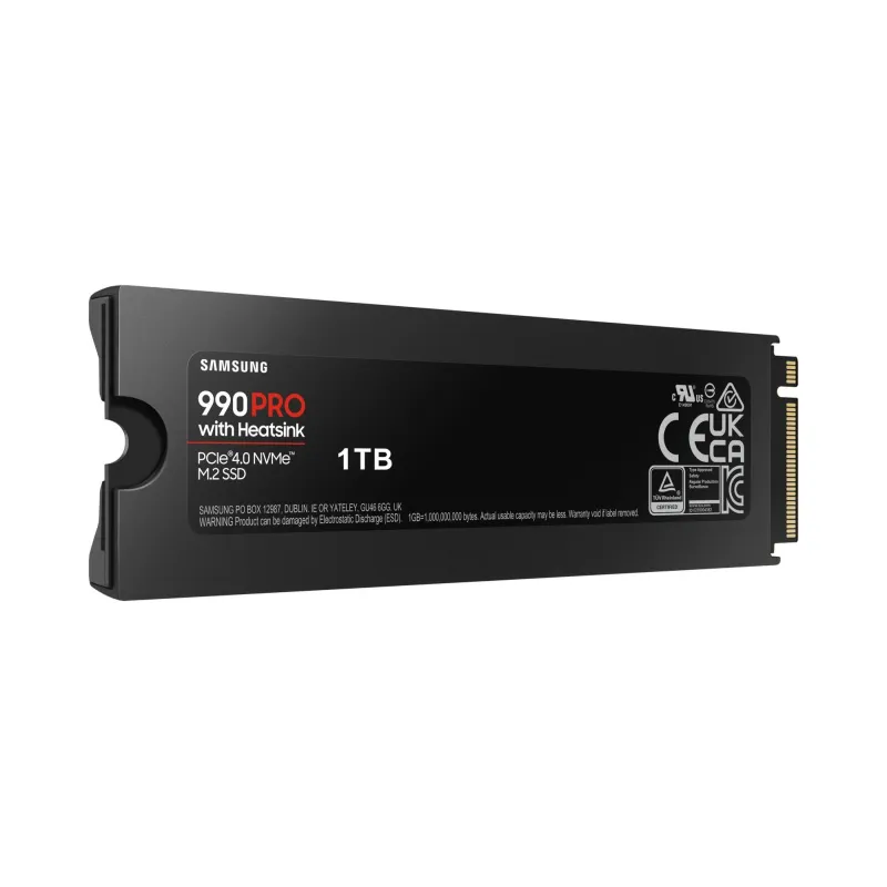 SSD-SAMSUNG-990 PRO with Heatsink-1TB-M.2-PCIE-NVMe-MLC-Write speed 6900 MBytes-sec-Read speed 7450 MBytes-sec-2.3mm-TBW 600