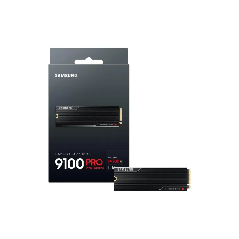 Samsung 9100 PRO With Heatsink - 1000 GB - SSD form factor M.2 2280 - Solid-state drive interface PCIe 5.0 NVMe - Read speed
