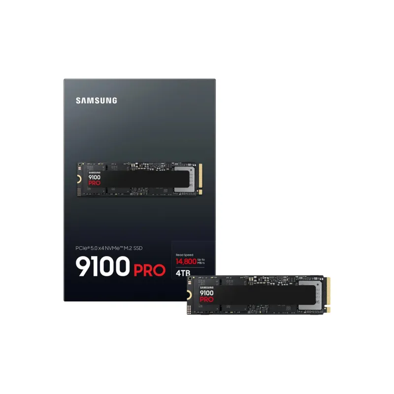 SSD-SAMSUNG-9100 PRO-4TB-M.2-PCIe Gen5-NVMe-TLC-Write speed 13400 MBytes-sec-Read speed 14800 MBytes-sec-2.38mm-TBW 2400