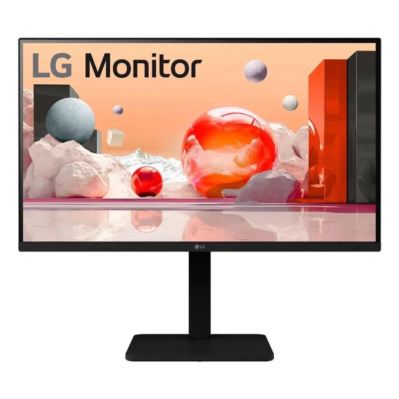 LCD Monitor-LG-27-Panel IPS-1920x1080-16:9-100Hz-Matte-Speakers-Swivel-Pivot-Height adjustable-Tilt-Colour Black-27BA550-B