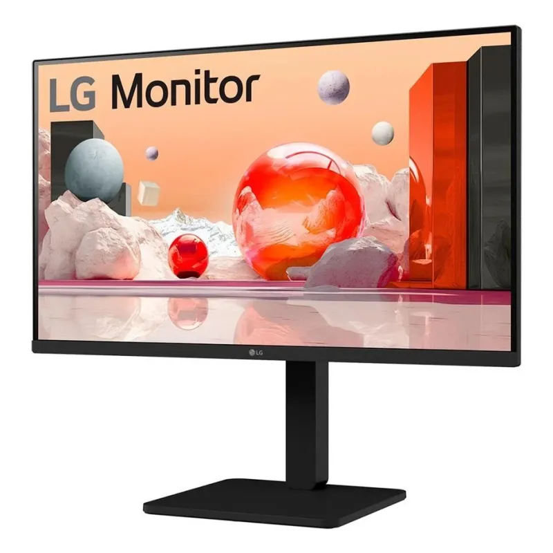 LCD Monitor-LG-27-Panel IPS-1920x1080-16:9-100Hz-Matte-Speakers-Swivel-Pivot-Height adjustable-Tilt-Colour Black-27BA550-B
