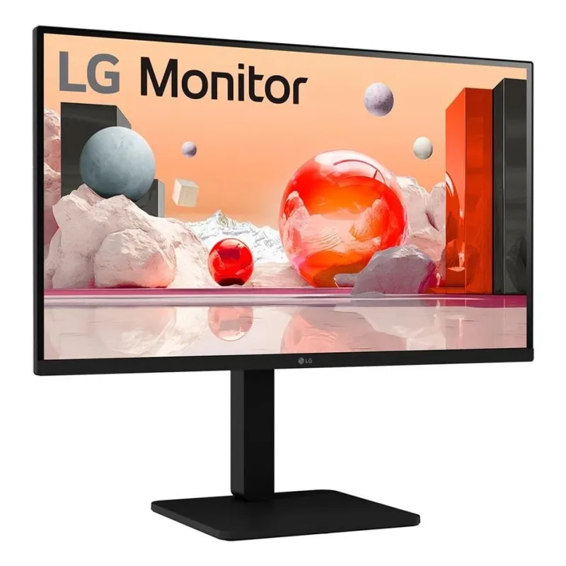 LCD Monitor-LG-27-Panel IPS-1920x1080-16:9-100Hz-Matte-Speakers-Swivel-Pivot-Height adjustable-Tilt-Colour Black-27BA550-B