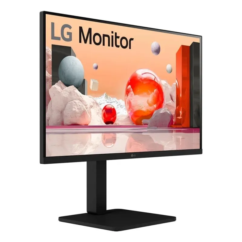 LCD Monitor-LG-27-Panel IPS-1920x1080-16:9-100Hz-Matte-Speakers-Swivel-Pivot-Height adjustable-Tilt-Colour Black-27BA550-B