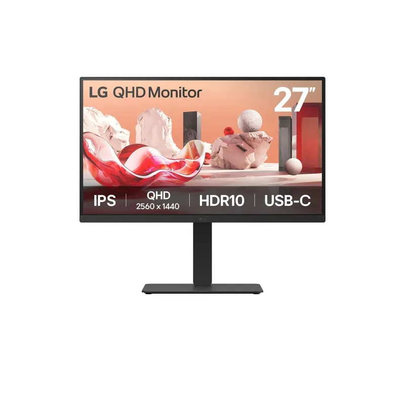 LCD Monitor-LG-27BA75QB-B-27-Panel IPS-2560x1440-16:9-100Hz-Matte-Speakers-Swivel-Pivot-Height adjustable-Tilt-Colour