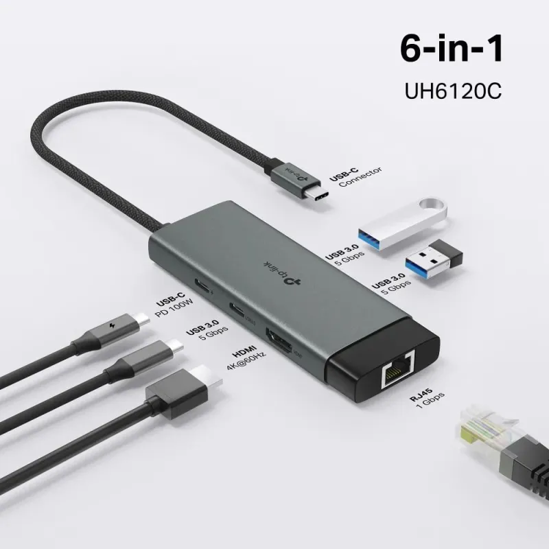 I-o hub usb-c 6port-uh6120c tp-link