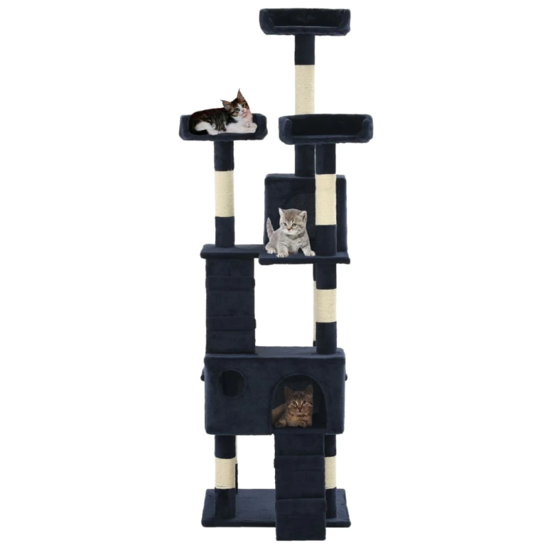 vidaXL kaķu māja ar sizala stabiem nagu asināšanai, 170 cm, zila