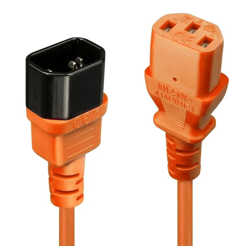 Cable power iec extension 1m-orange 30474 lindy