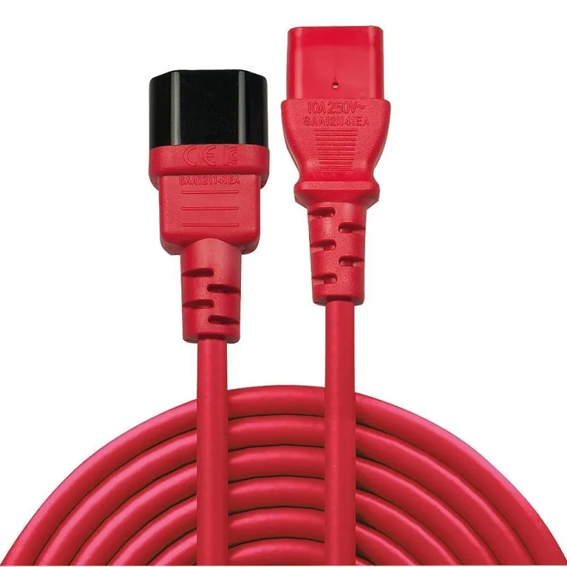 Cable power iec extension 2m-red 30478 lindy