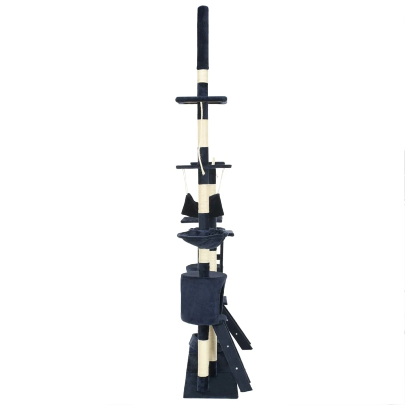 vidaXL kaķu māja, sizala stabi nagu asināšanai, 230-250 cm, zila