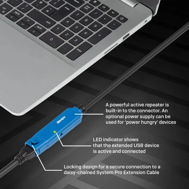 Cable usb3 extension 8m-43158 lindy