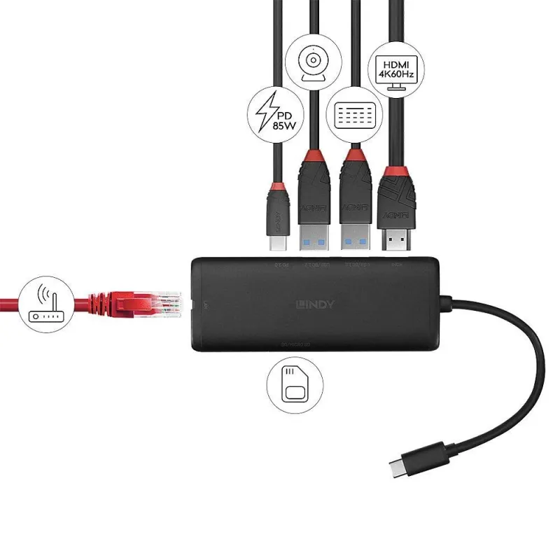 I-o docking station usb-c-dst-mini 43358 lindy