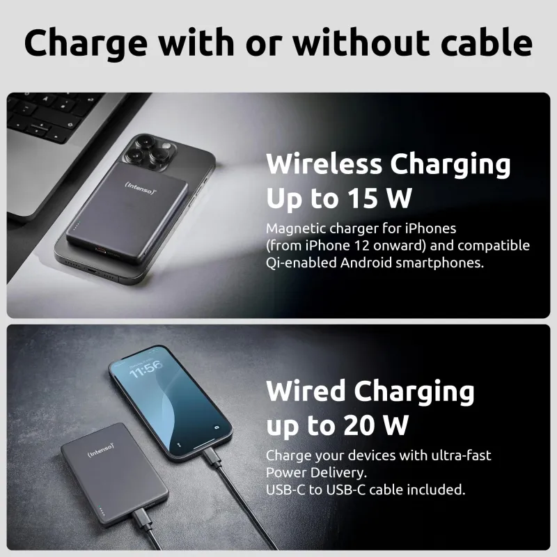 Power bank usb 5000mah mag-grey 7344024 intenso
