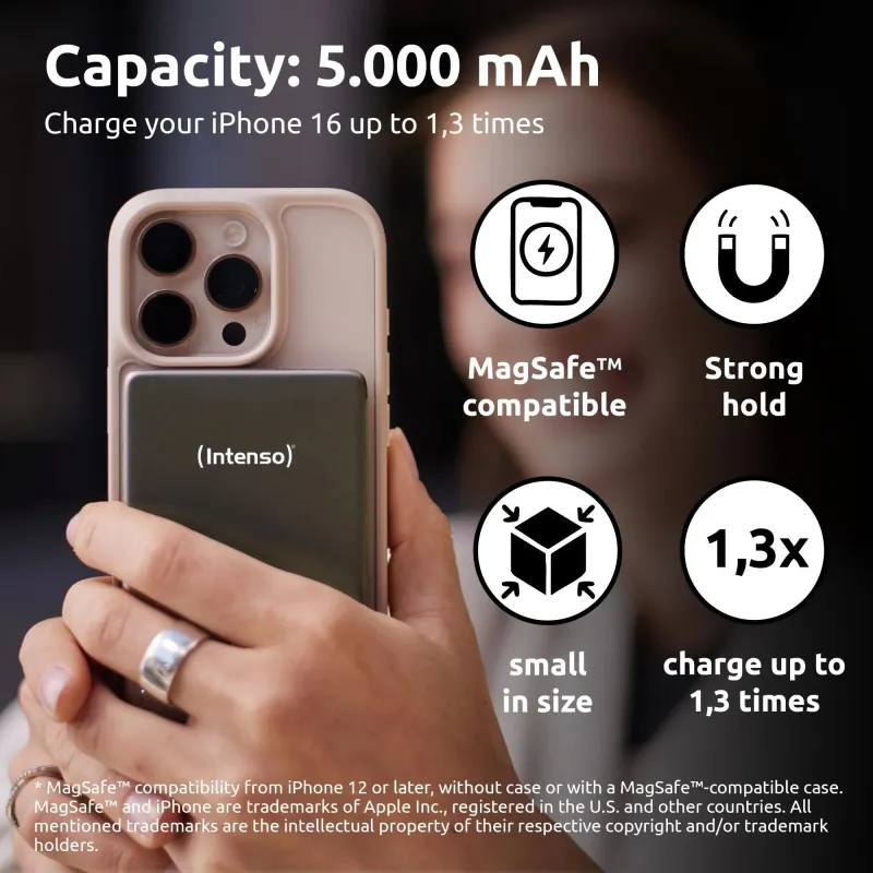 Power bank usb 5000mah mag-grey 7344024 intenso