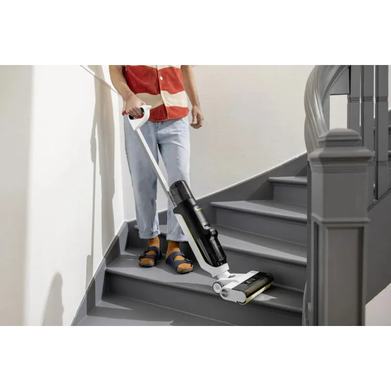 Vacuum Cleaner-KARCHER-Three-in-one floor cleaner FCV 3-Dry&wet-2-in-1 stick vacuum-White-Bagless-Battery-1.056-122.0