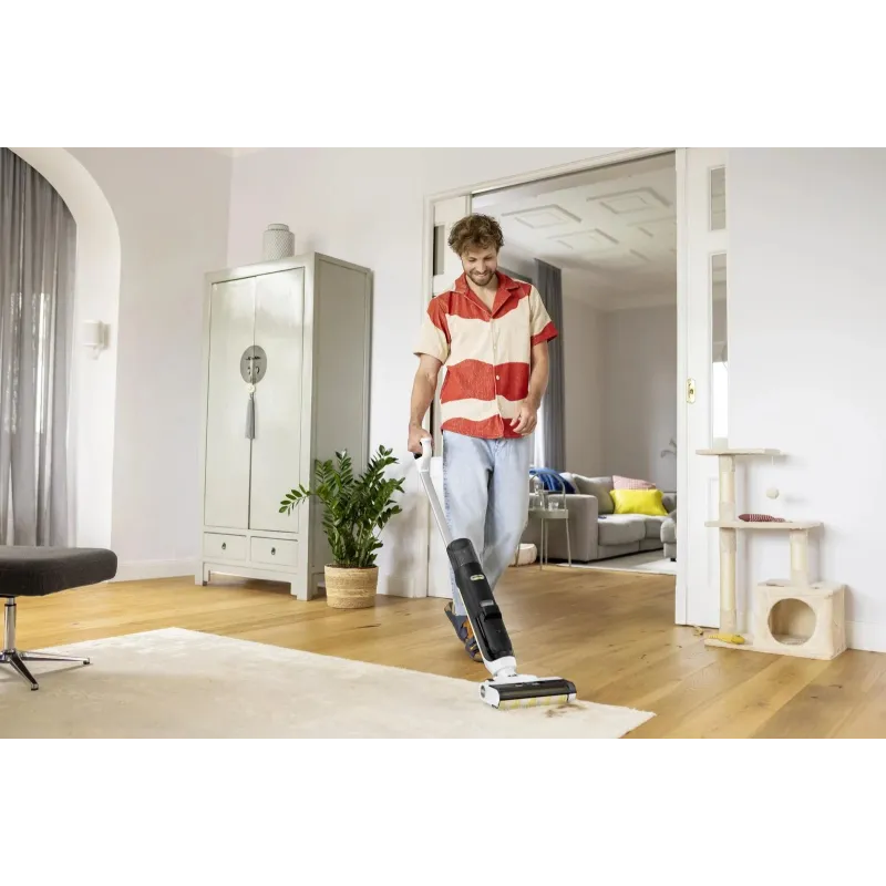 Vacuum Cleaner-KARCHER-Three-in-one floor cleaner FCV 3-Dry&wet-2-in-1 stick vacuum-White-Bagless-Battery-1.056-122.0