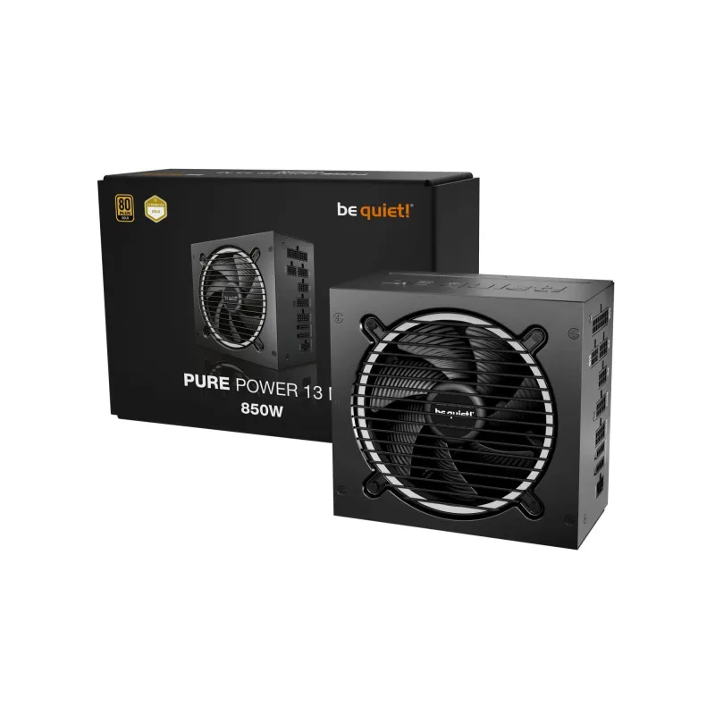 Power Supply-BE QUIET-Pure Power 13-850 Watts-Peak Power 900 Watts-Efficiency 80 PLUS GOLD-PFC Active-MTBF 100000 hours-BP027EU