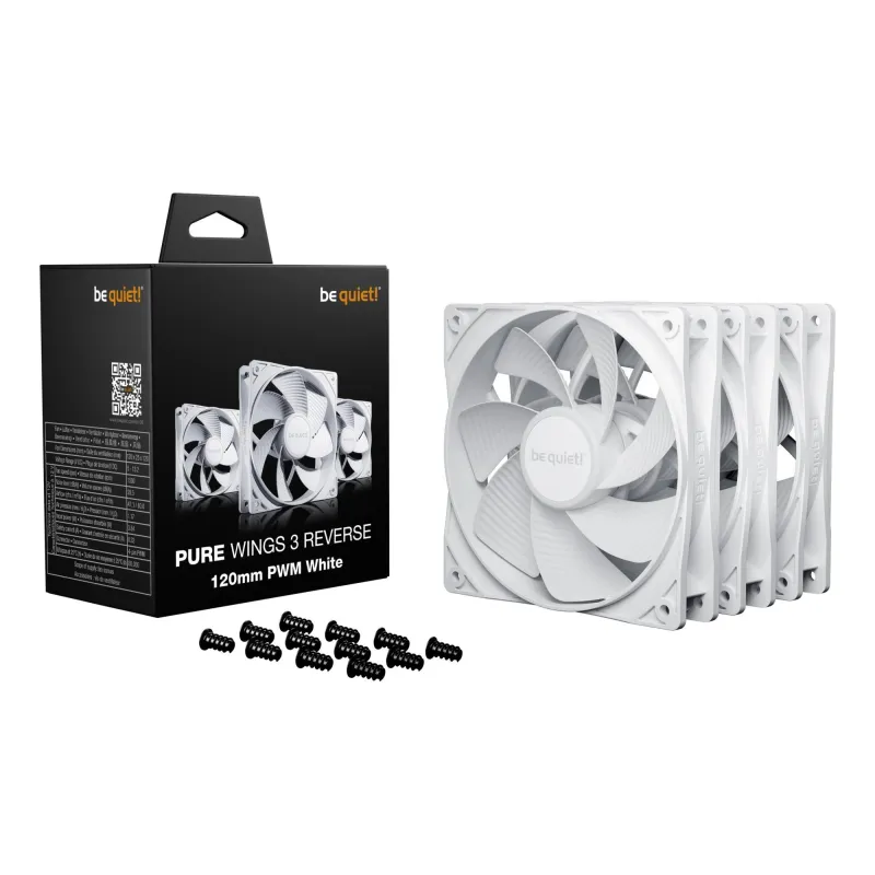 Case fan 120mm pure wings 3-pwm wht 3-pack bl136 be quiet