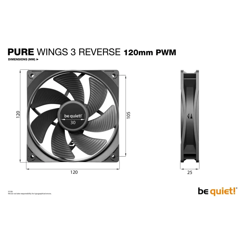 Case fan 120mm pure wings 3-pwm 3-pack bl137 be quiet