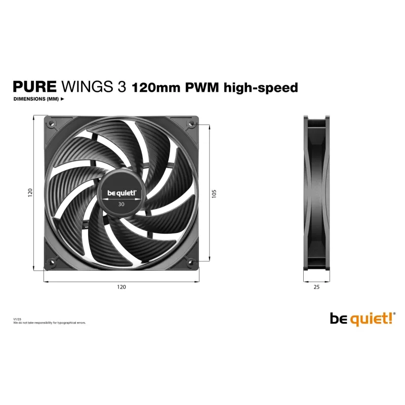 Case fan 120mm pure wings 3-pwm hs 3-pack bl140 be quiet