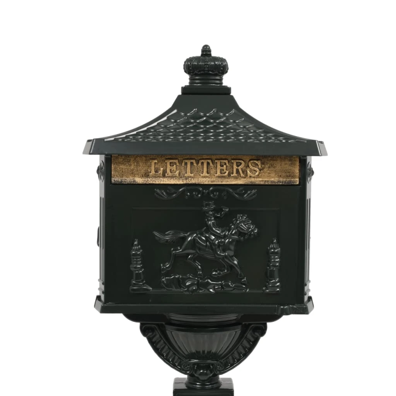 vidaXL pastkaste uz pjedestāla, retro stils, nerūsējošs alumīnijs, zaļa