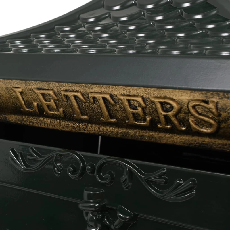 vidaXL pastkaste uz pjedestāla, retro stils, nerūsējošs alumīnijs, zaļa