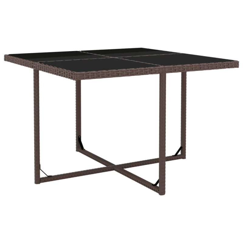 vidaXL 5-daļīgs dārza mēbeļu komplekts ar matračiem, PE pinums, brūns