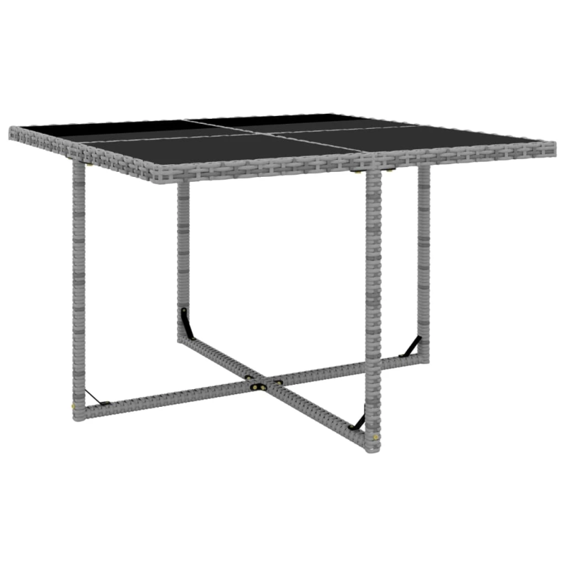 vidaXL 5-daļīgs dārza mēbeļu komplekts ar matračiem, PE pinums, pelēks