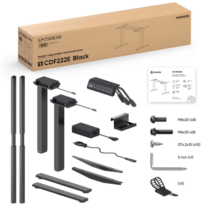 Desk frame motorised-black cdf222e-b onkron