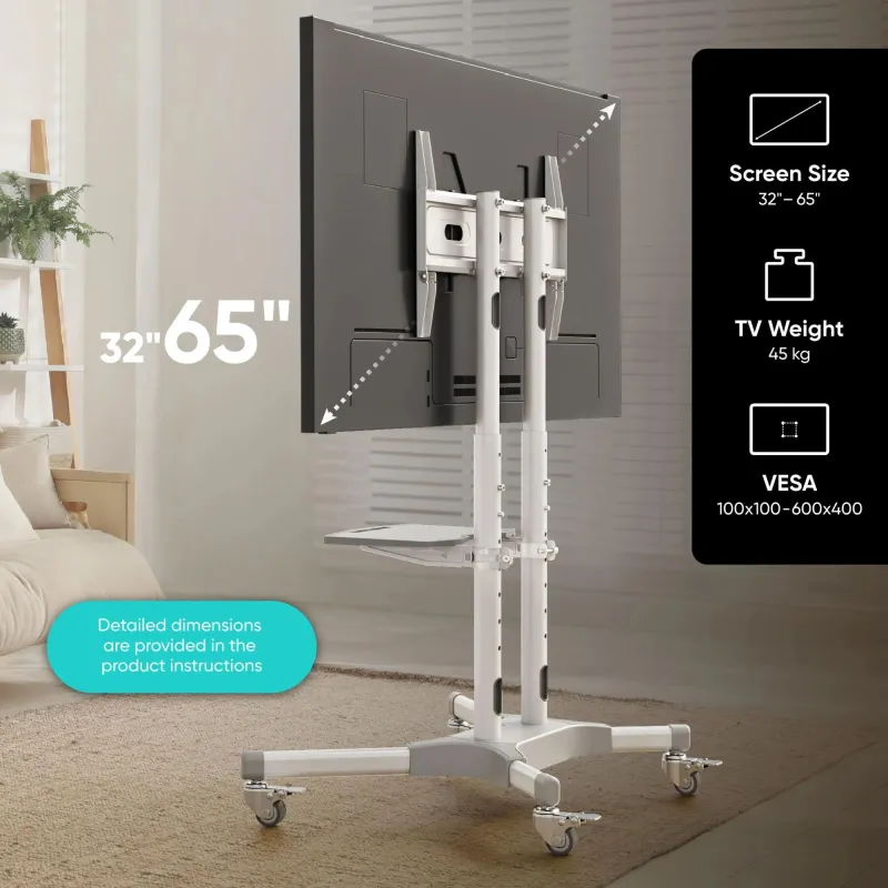 Tv set acc mobile stand-32-65-white ts1351-w onkron