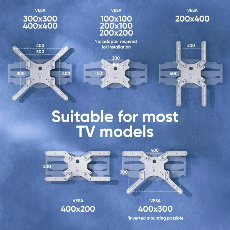 Tv set acc wall mount -37-70-white m5-w onkron