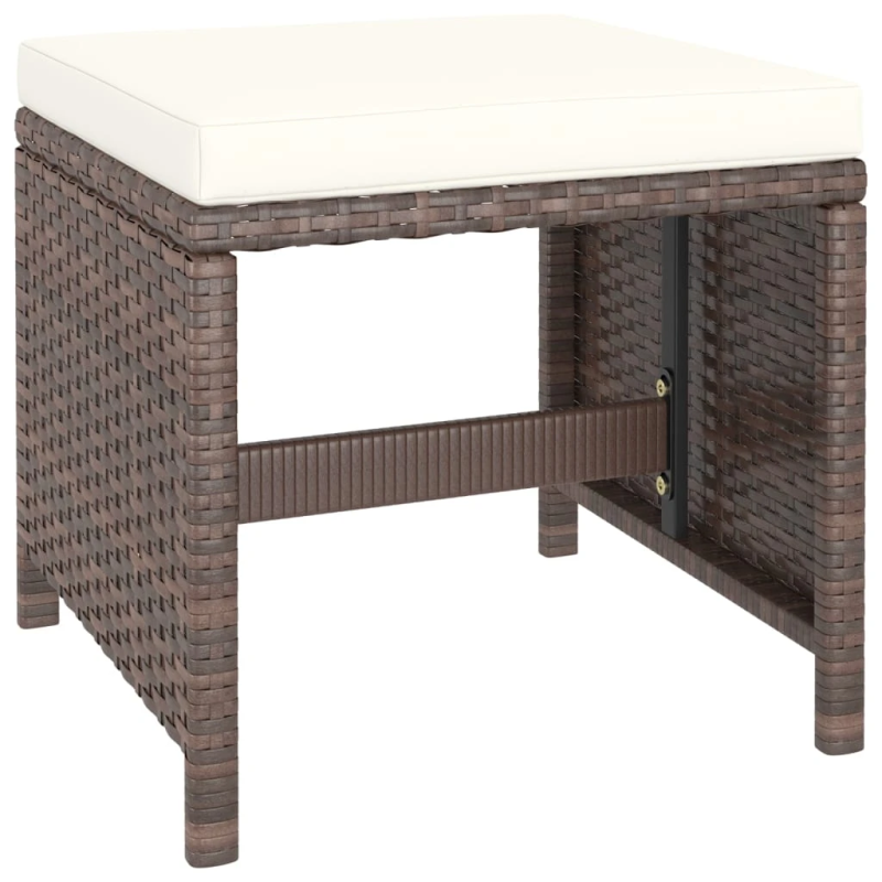 vidaXL 6-daļīgs dārza mēbeļu komplekts ar matračiem, PE pinums, brūns