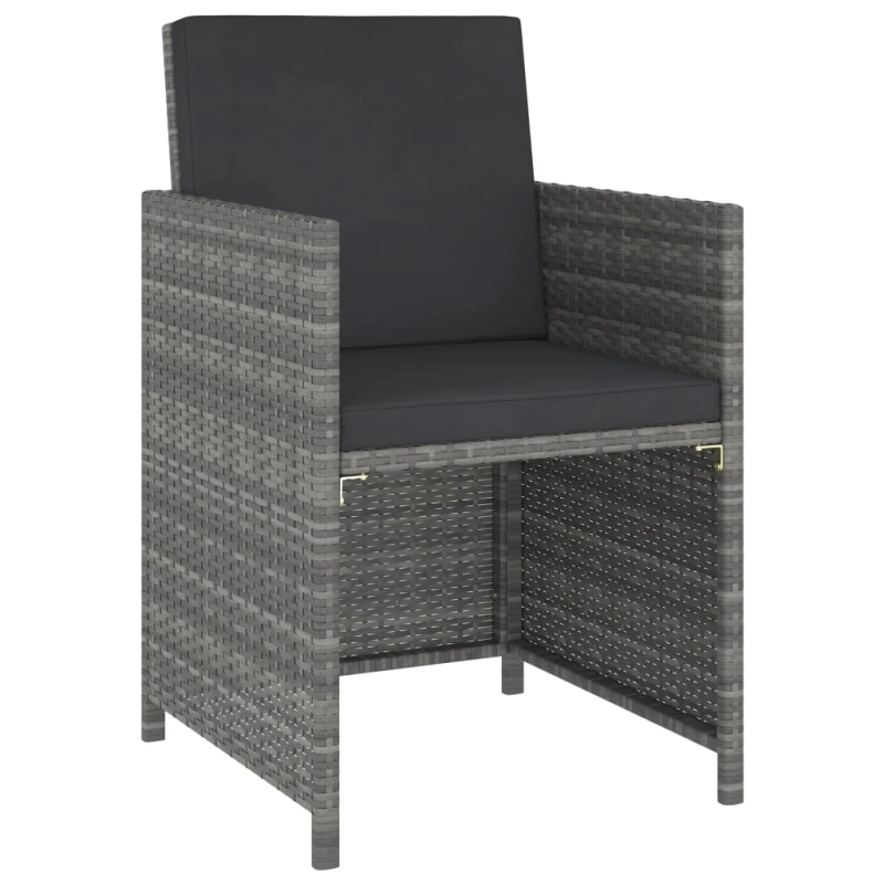 vidaXL 6-daļīgs dārza mēbeļu komplekts ar matračiem, PE pinums, pelēks