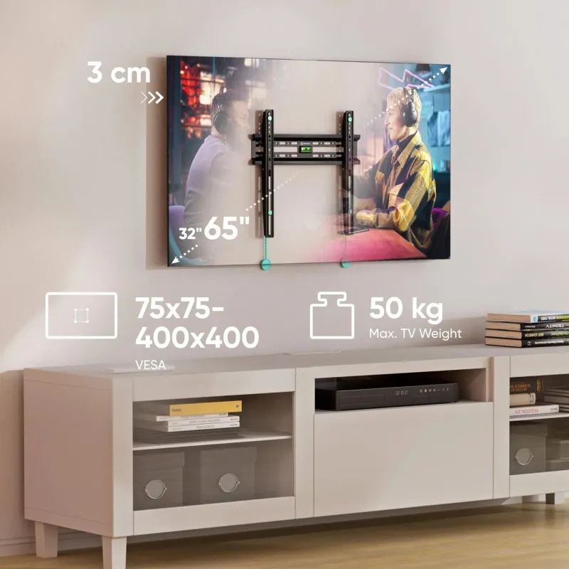 Tv set acc wall mount -32-65-black fm2-b onkron