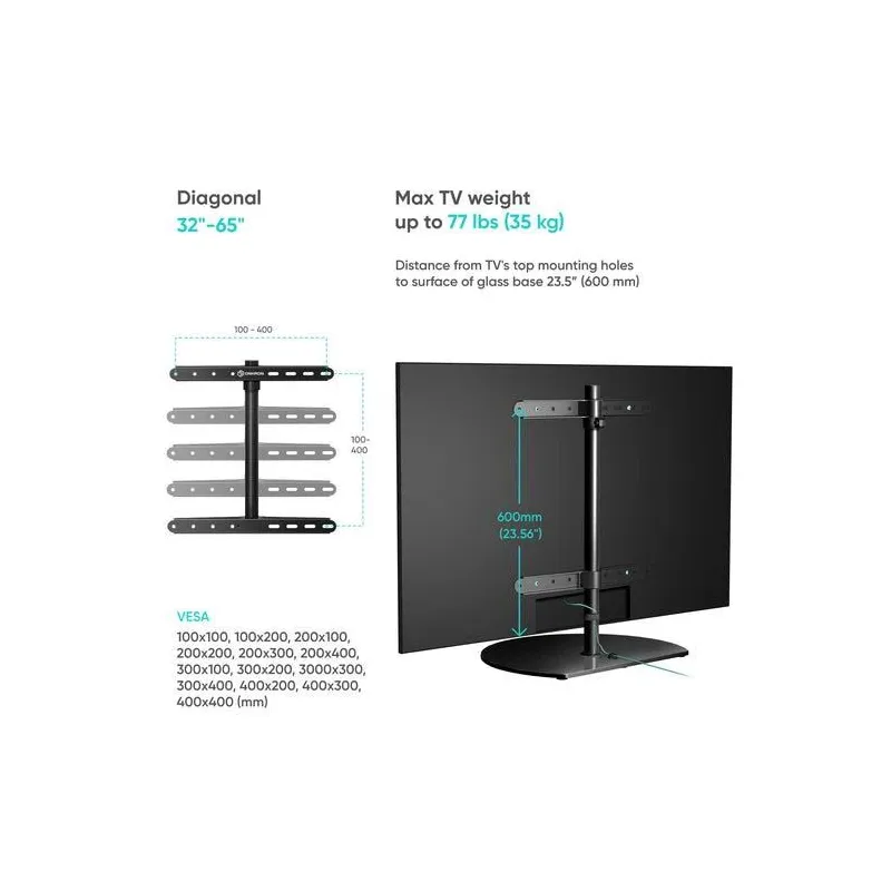 Tv set acc desktop stand-32-65 black pt2-b onkron